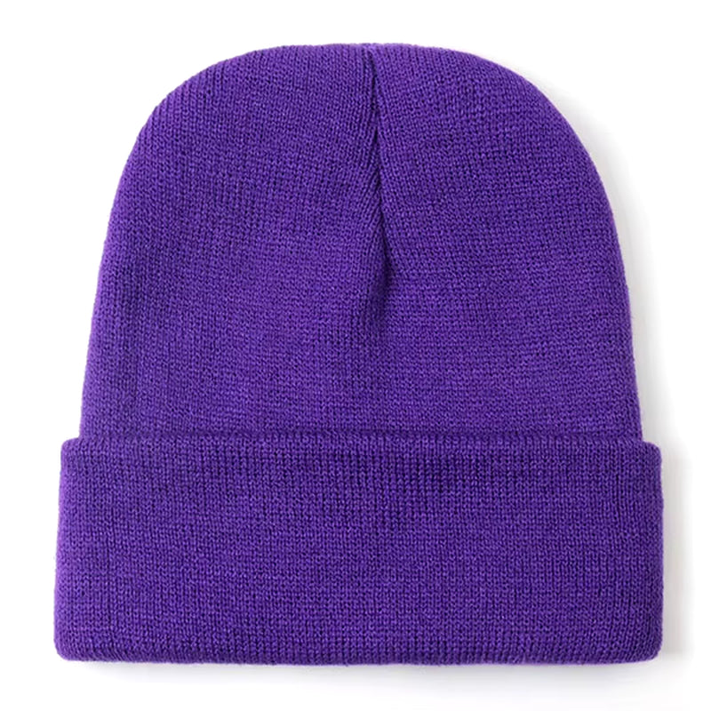 Unisex Wool Blend Knitted Beanie - Soft, Warm Winter Cap Available in 24 Colors