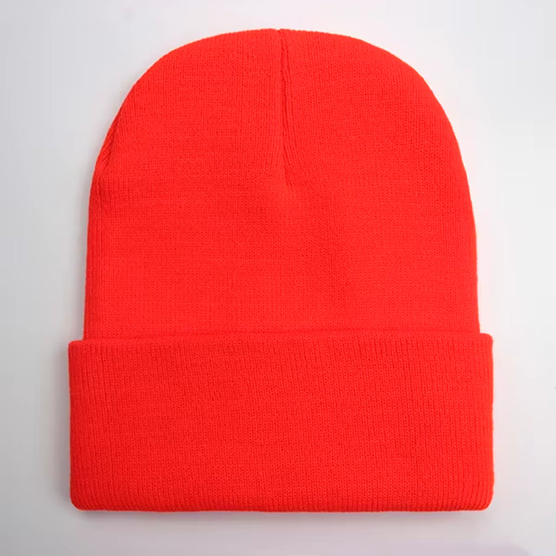 Unisex Wool Blend Knitted Beanie - Soft, Warm Winter Cap Available in 24 Colors