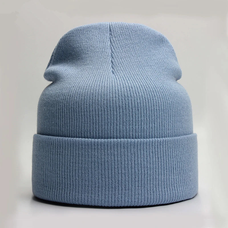 Unisex Wool Blend Knitted Beanie - Soft, Warm Winter Cap Available in 24 Colors