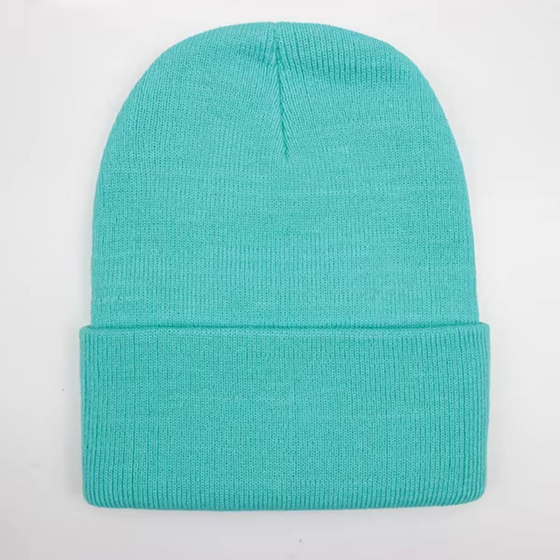 Unisex Wool Blend Knitted Beanie - Soft, Warm Winter Cap Available in 24 Colors