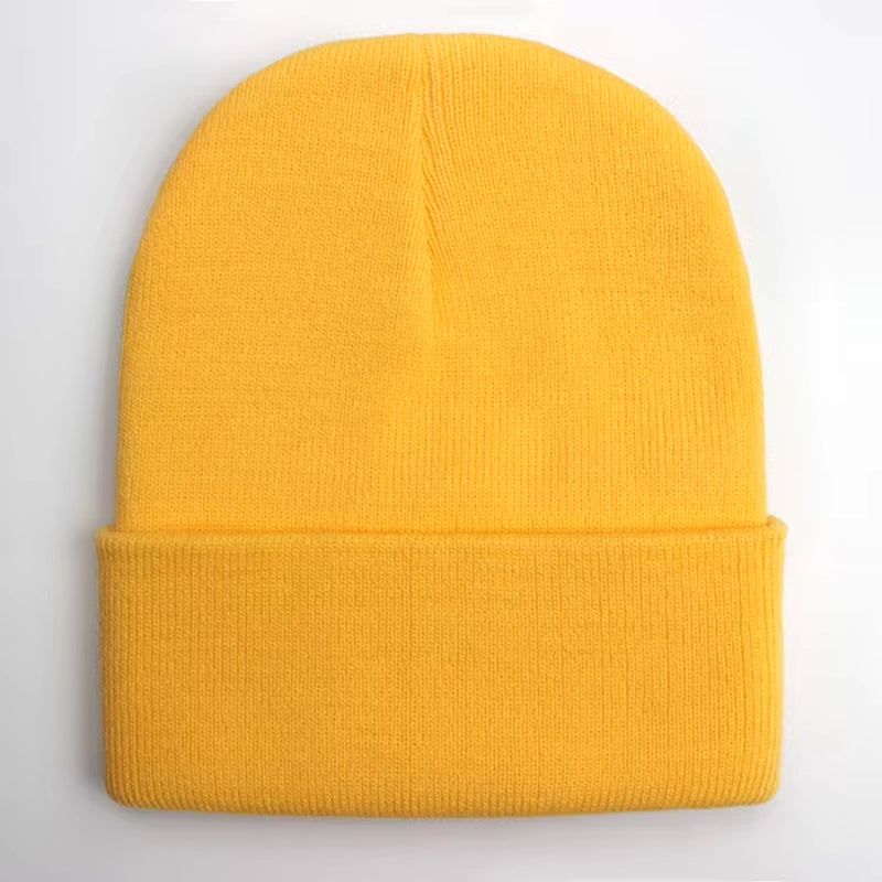 Unisex Wool Blend Knitted Beanie - Soft, Warm Winter Cap Available in 24 Colors