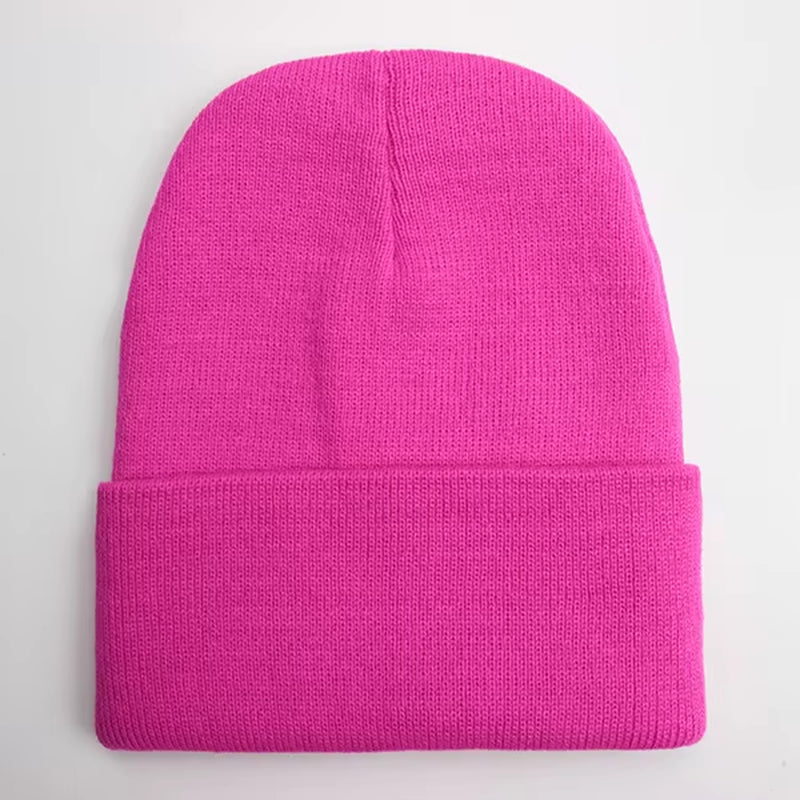 Unisex Wool Blend Knitted Beanie - Soft, Warm Winter Cap Available in 24 Colors