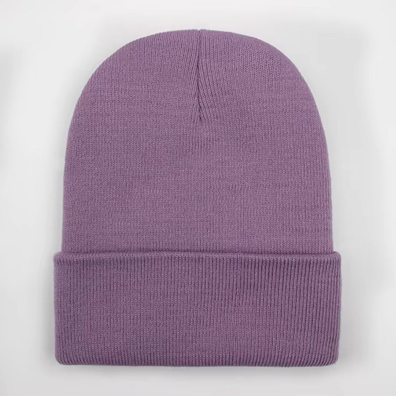 Unisex Wool Blend Knitted Beanie - Soft, Warm Winter Cap Available in 24 Colors