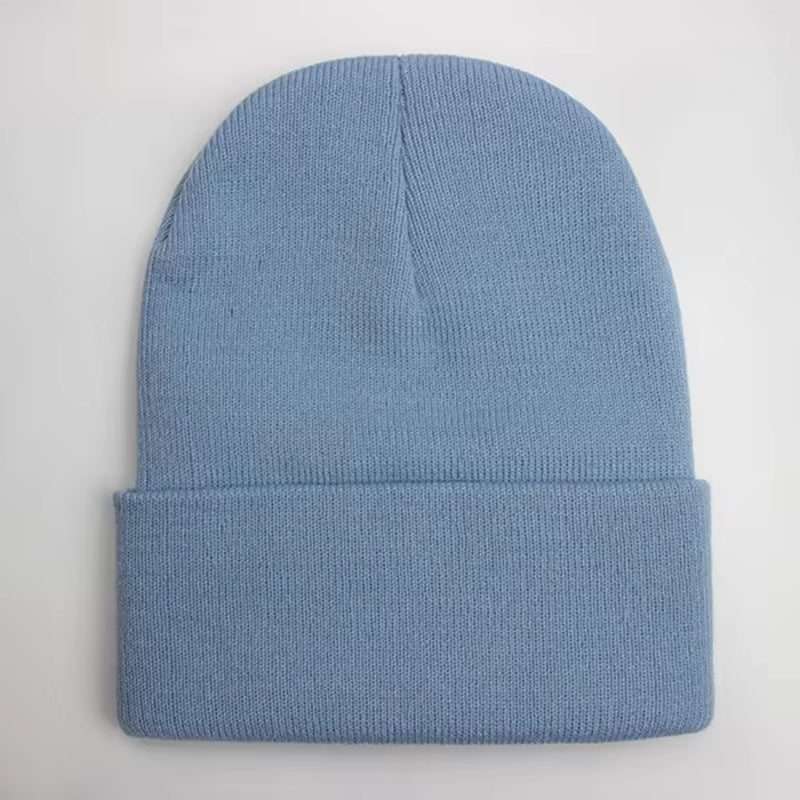 Unisex Wool Blend Knitted Beanie - Soft, Warm Winter Cap Available in 24 Colors